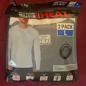 32 Degrees Heather Navy and White Long Sleeve Crew Neck 2 Pack